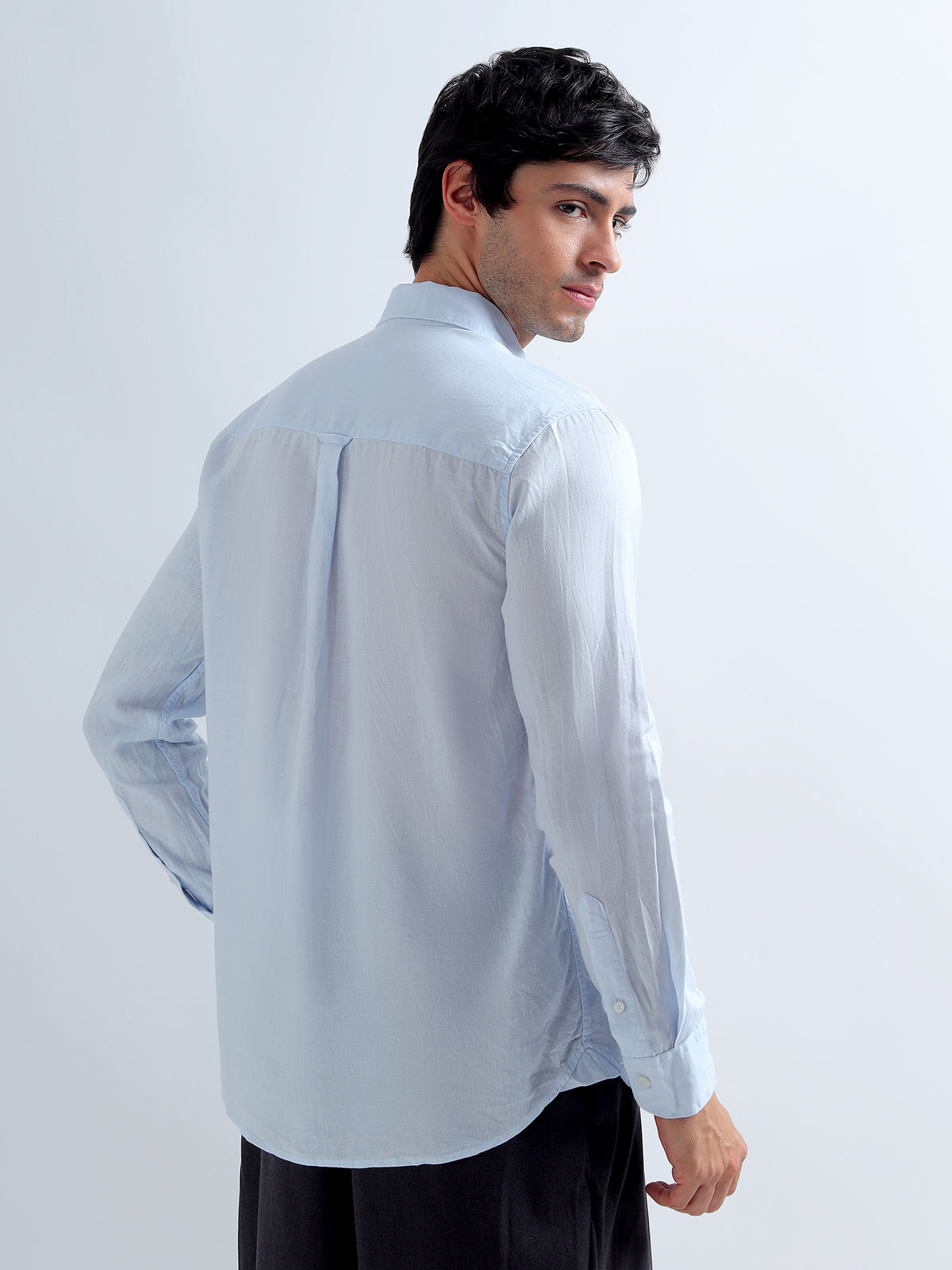 Ice Blue Button-Down Shirt — ice blue back