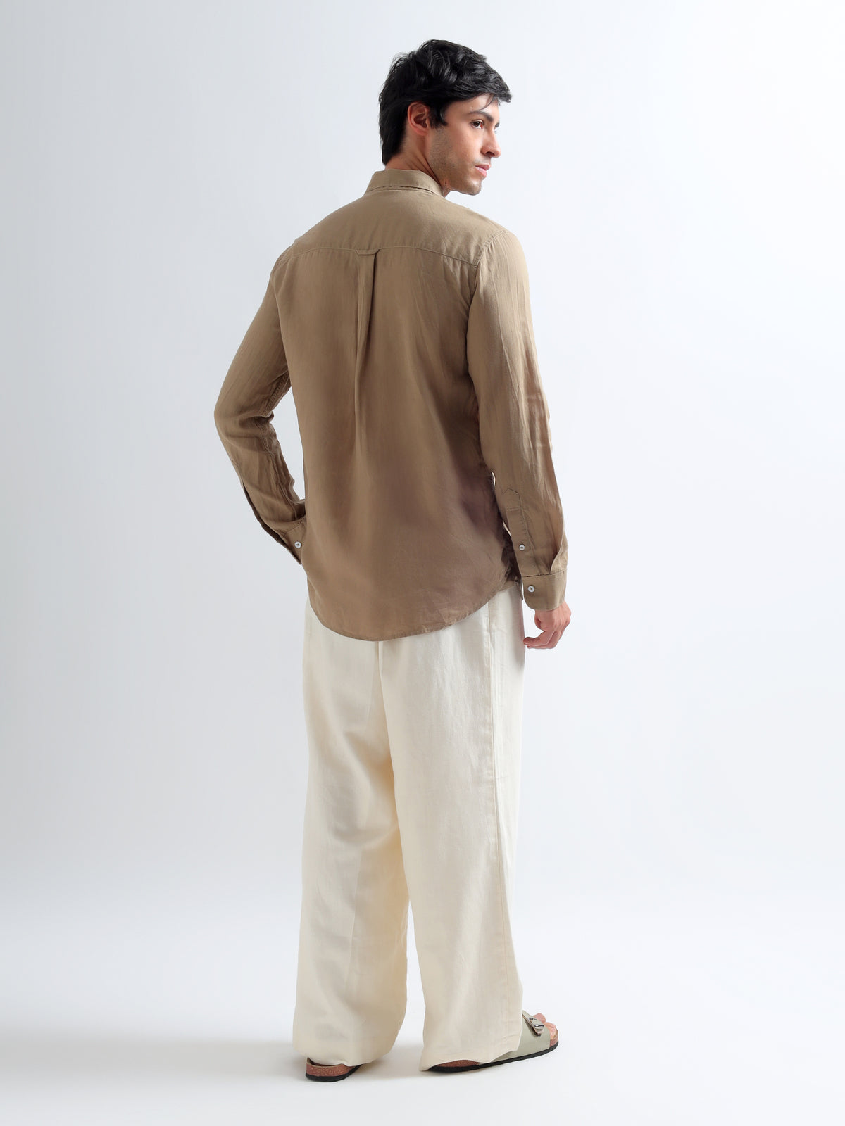Khaki Button-Down Shirt — khaki back