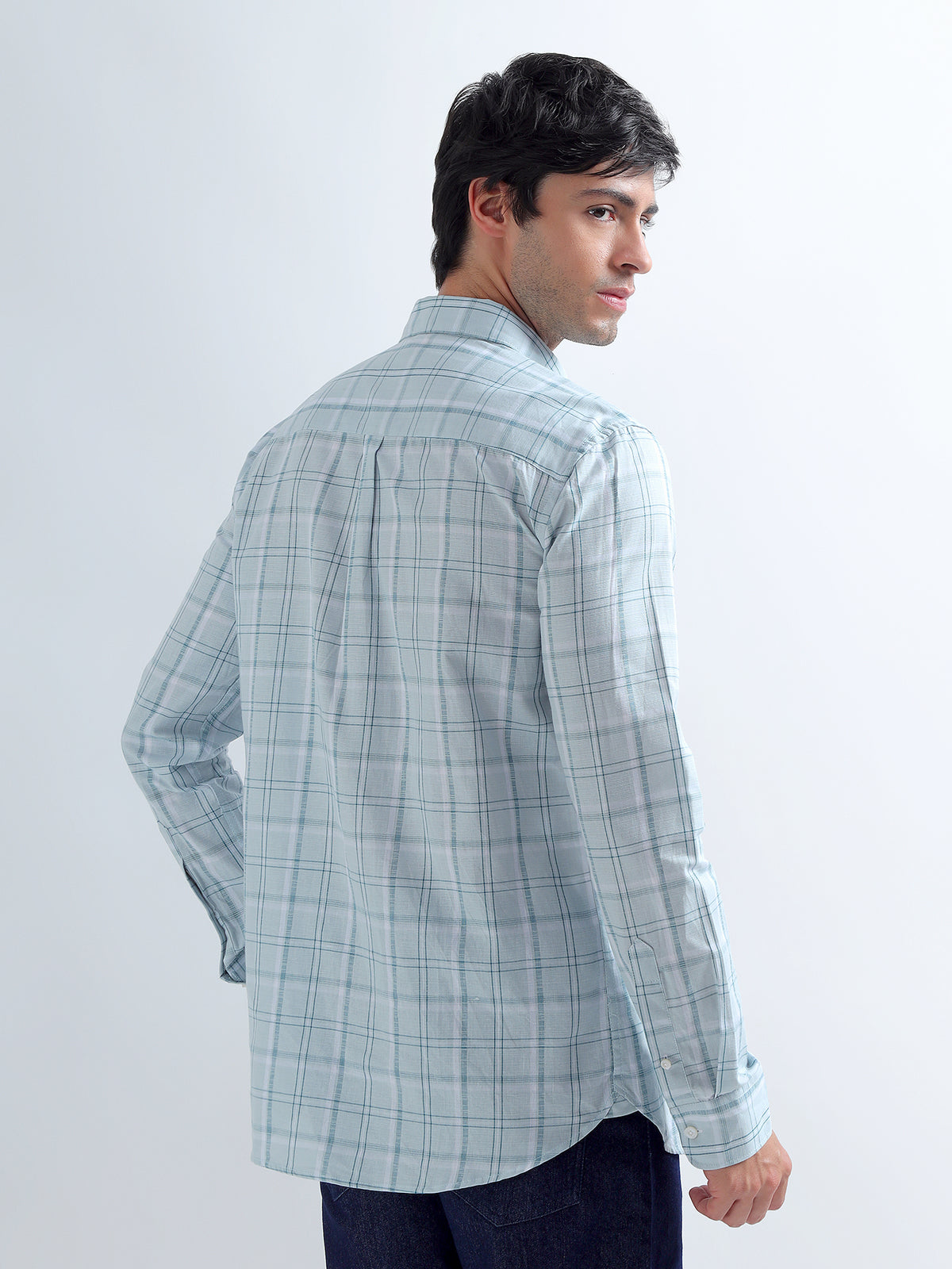 Aqua Check Shirt — back