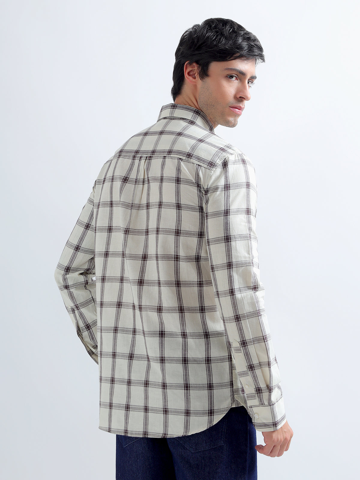 Ecru Plaid Shirt — back