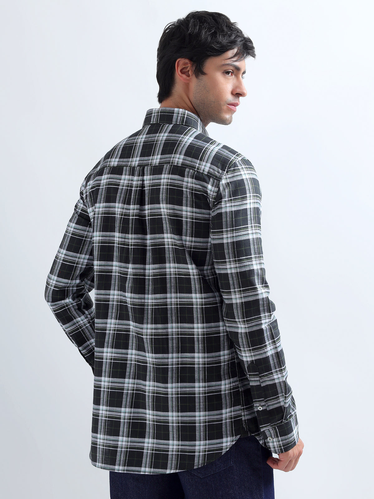Black Plaid Shirt — back