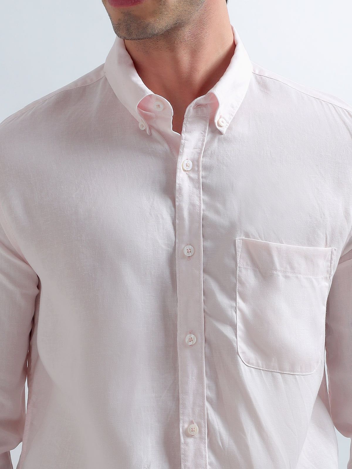 Blush Button-Down Shirt — blush fabric detail