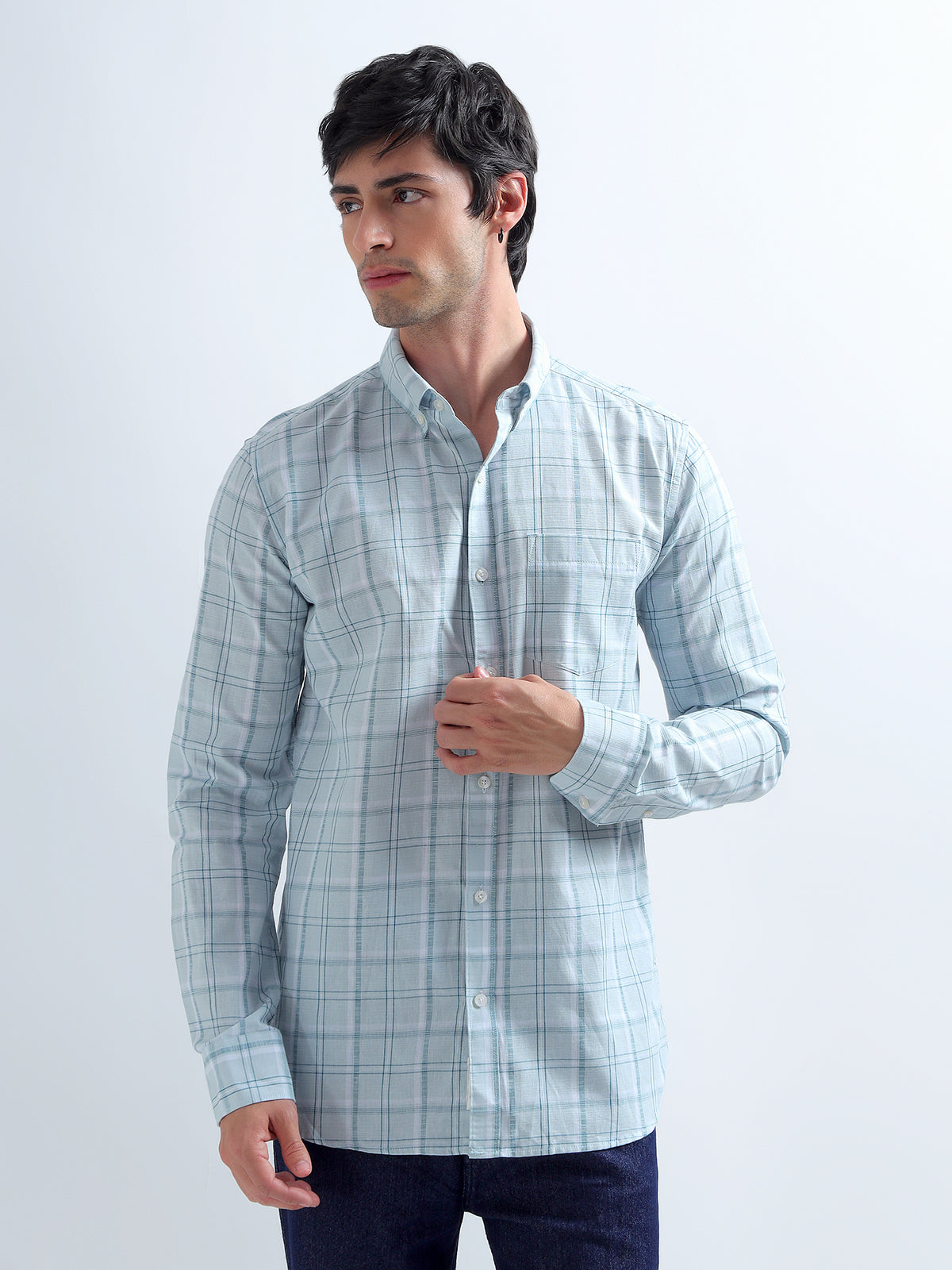 Aqua Check Shirt — front