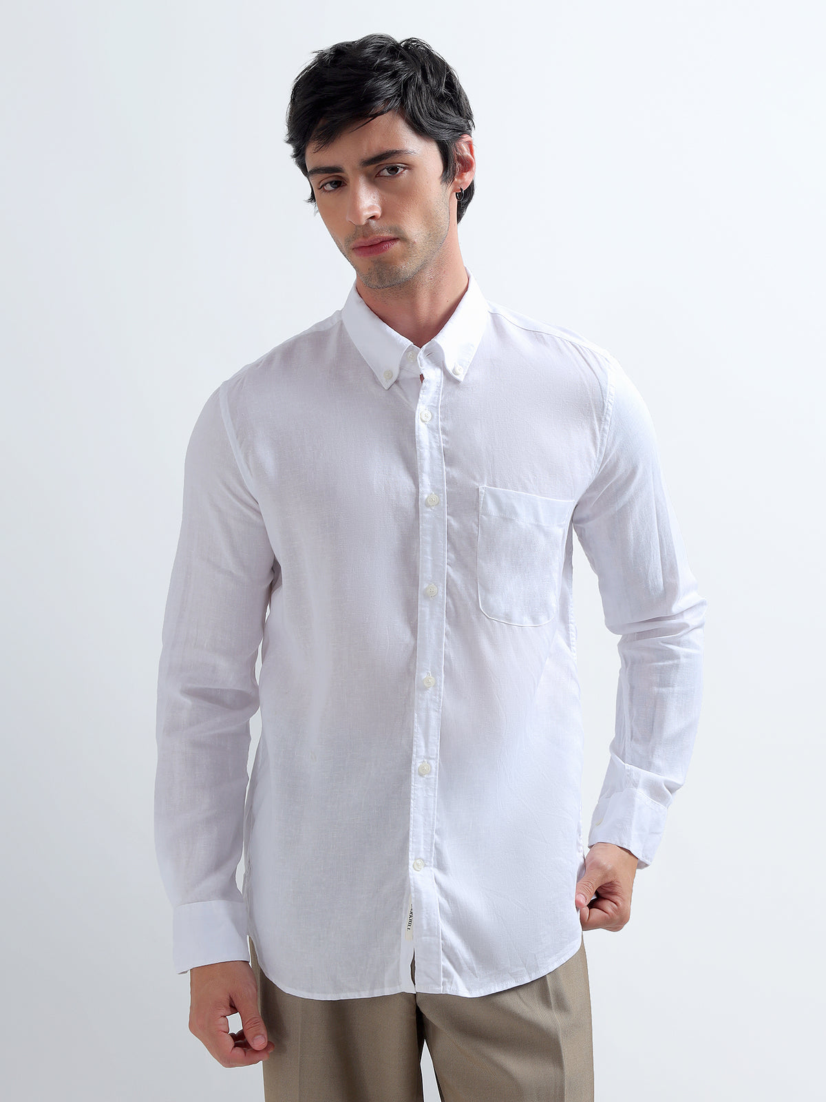 White Button-Down Shirt — white front