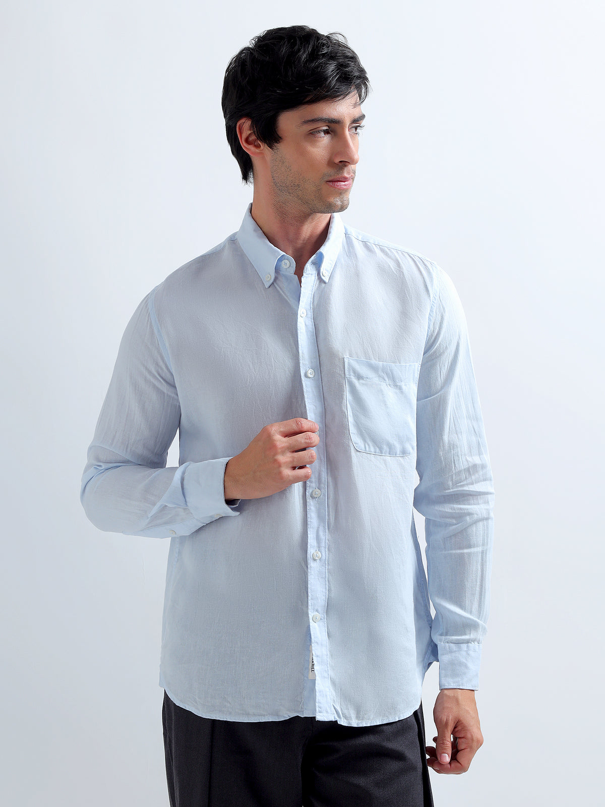 Ice Blue Button-Down Shirt — ice blue front
