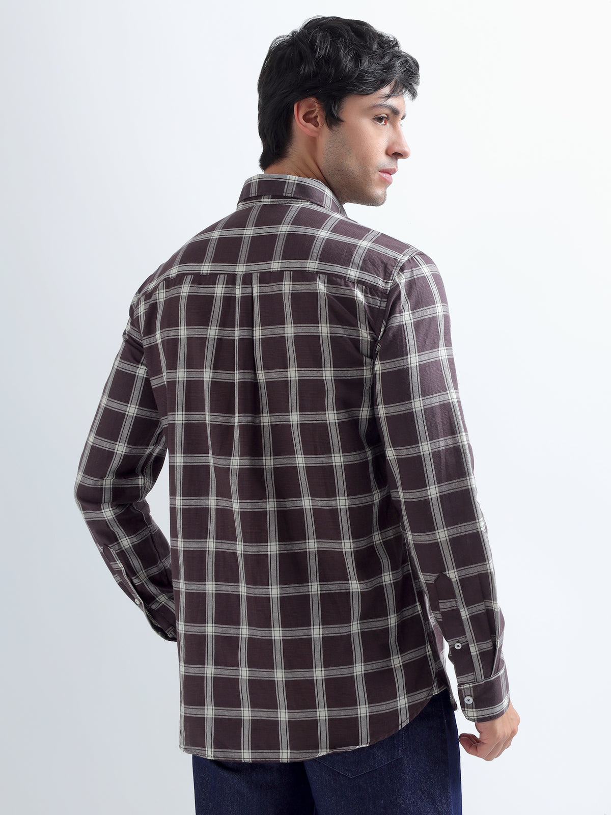 Plum Windowpane Shirt — back