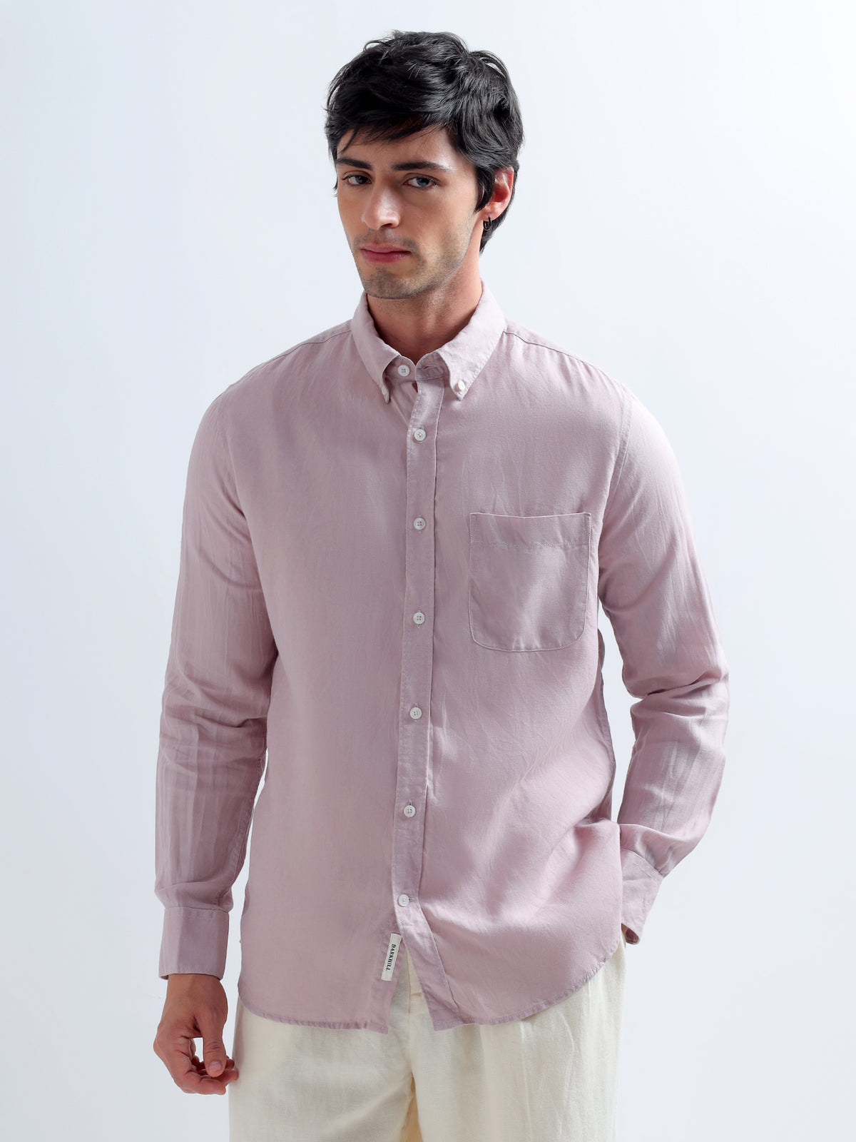 Dusty Rose Button-Down Shirt — dusty rose front