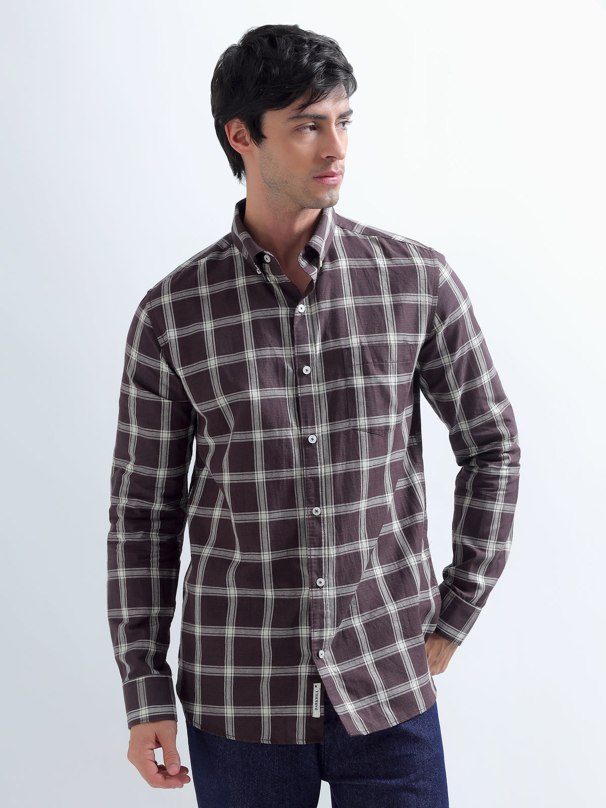Plum Windowpane Shirt — front
