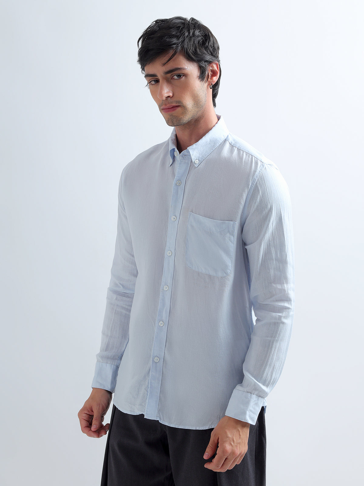 Ice Blue Button-Down Shirt — ice blue front