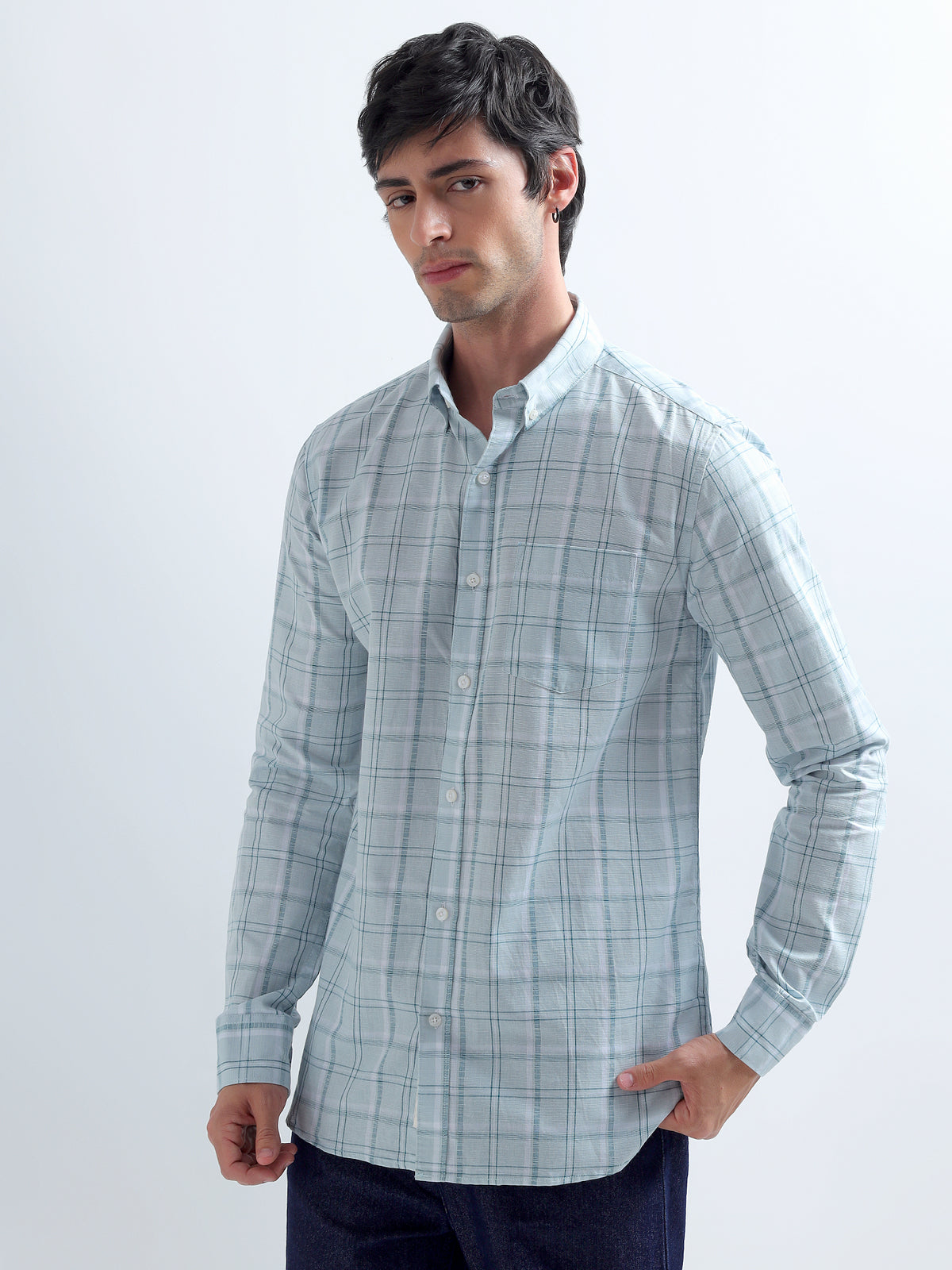 Aqua Check Shirt — front