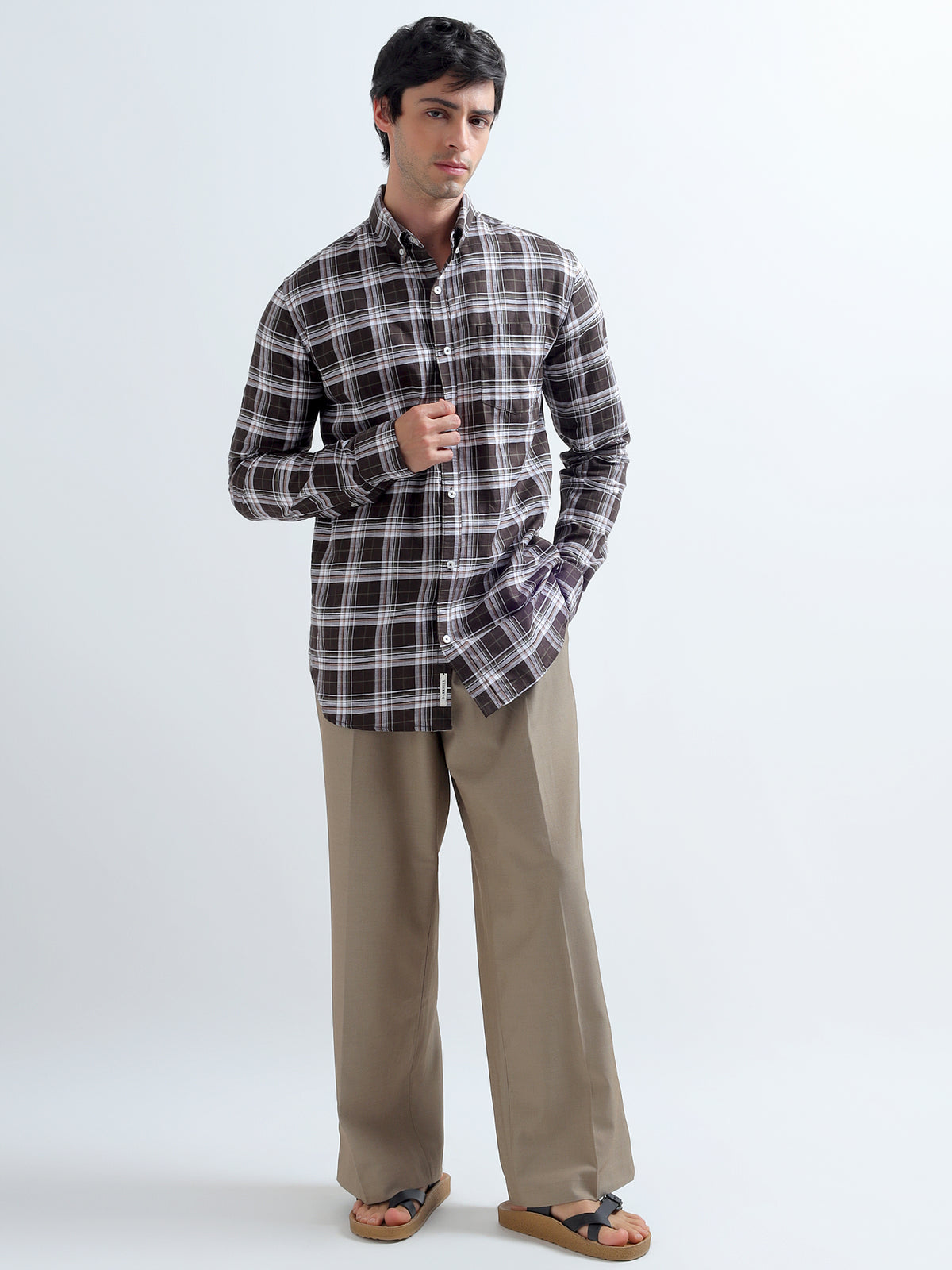 Walnut Plaid Shirt — full length