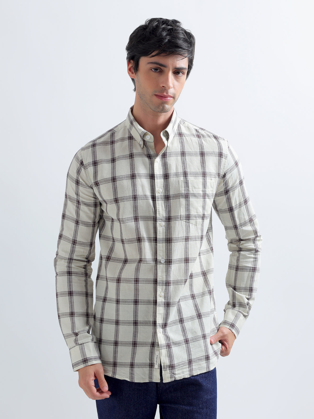 Ecru Plaid Shirt — front