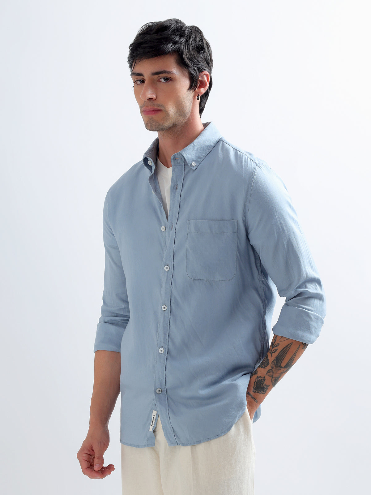 Faded Blue Button-Down Shirt — faded blue front