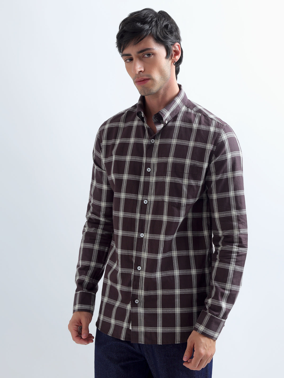 Plum Windowpane Shirt — front