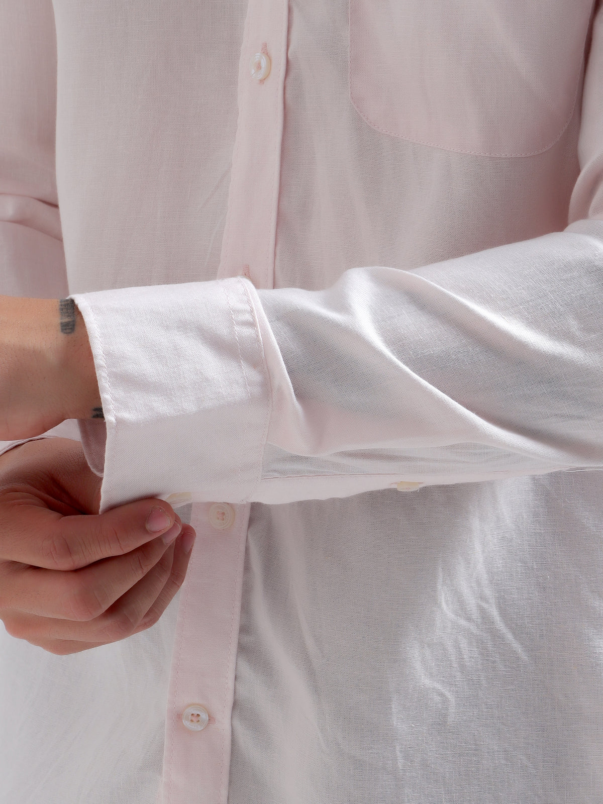 Blush Button-Down Shirt — blush cuff detail