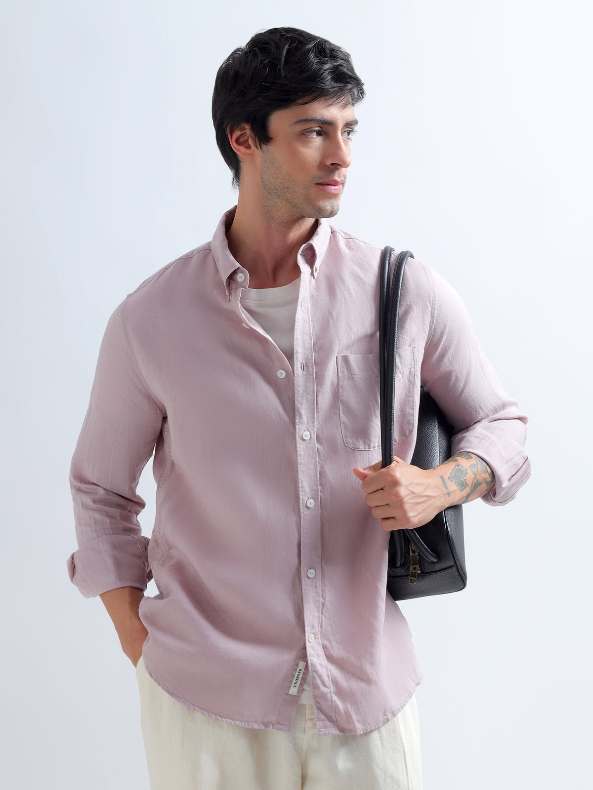 Dusty Rose Button-Down Shirt — dusty rose styled