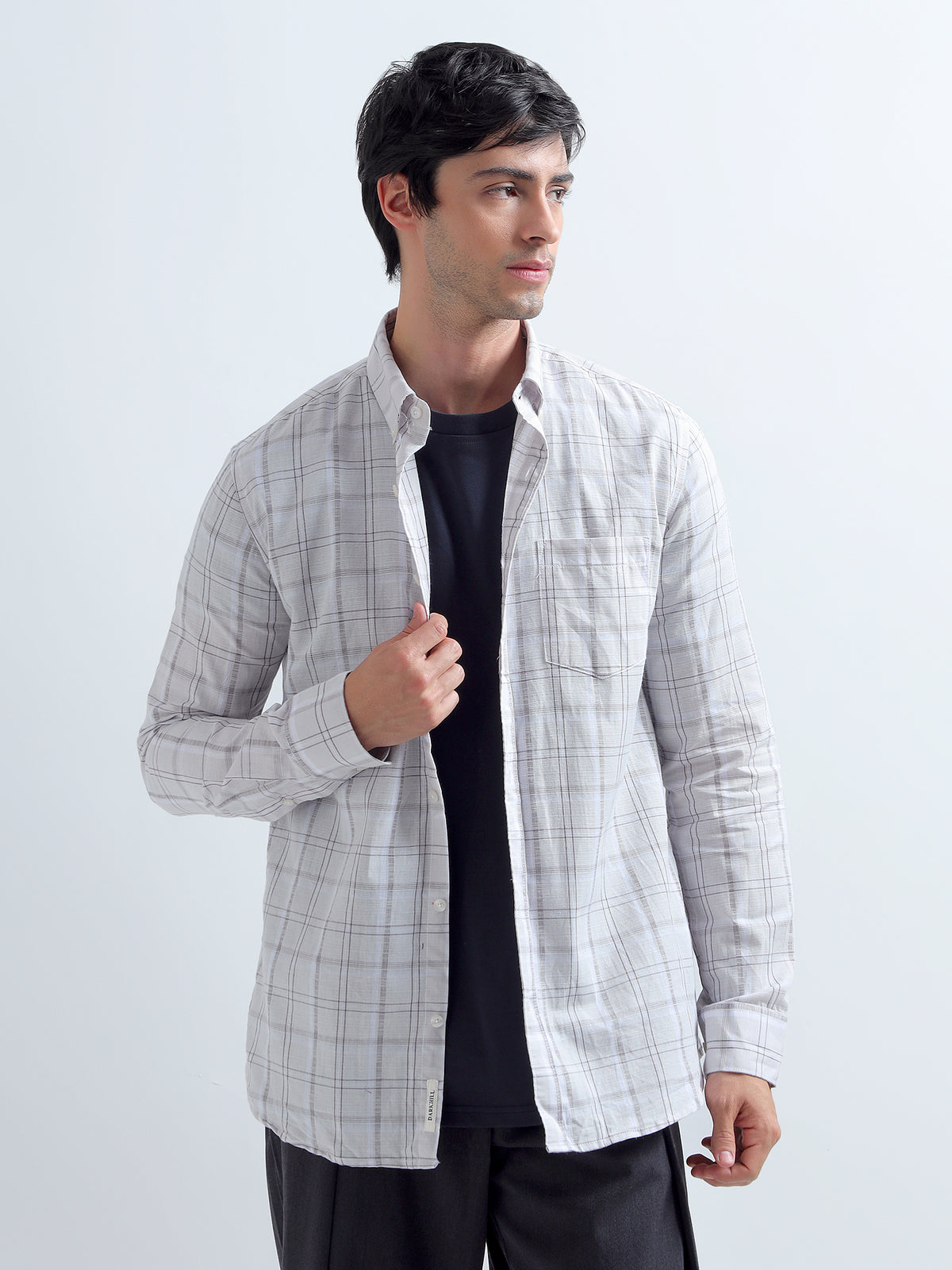 Grey Windowpane Shirt — styled