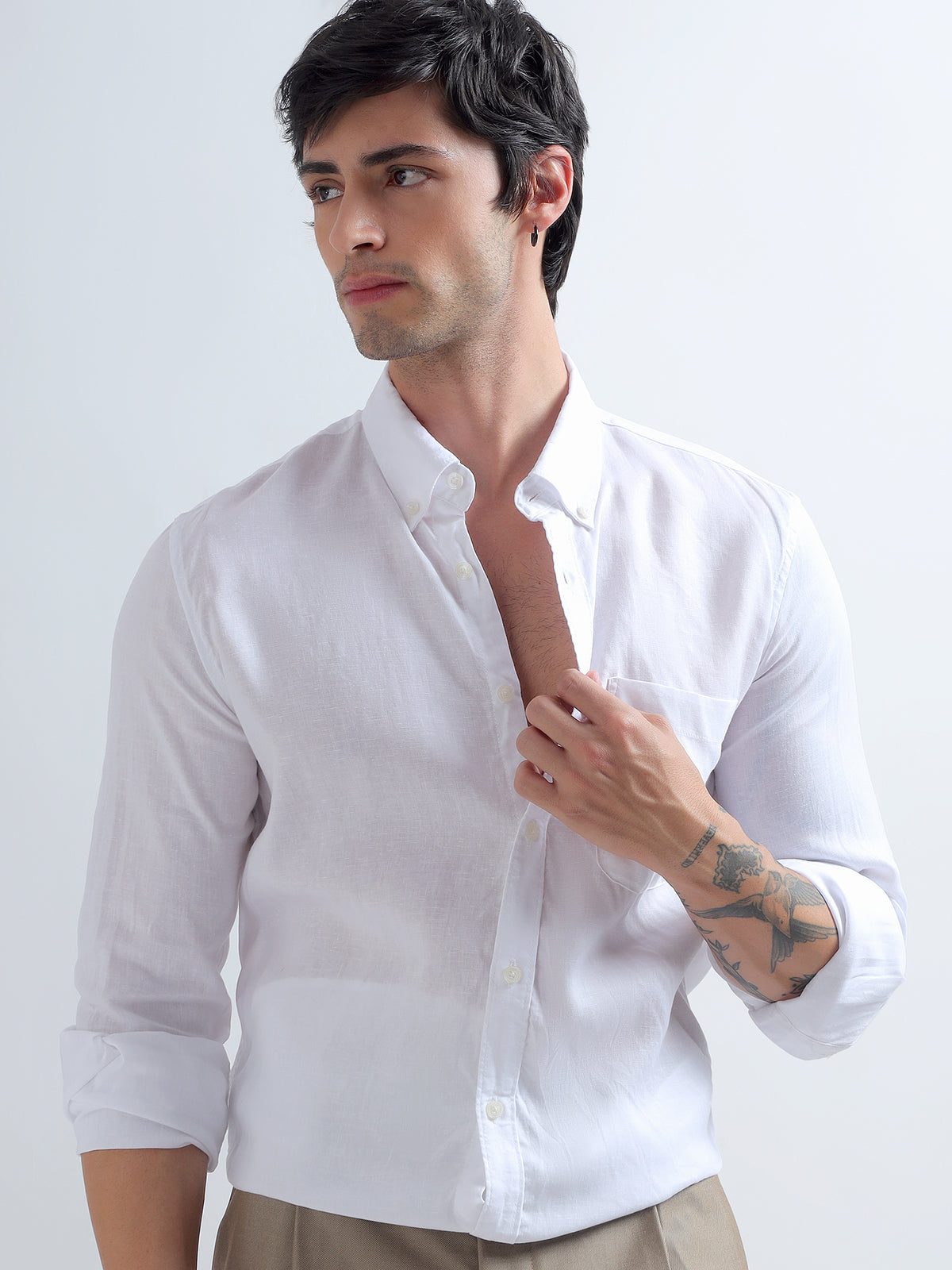 White Button-Down Shirt — white styled