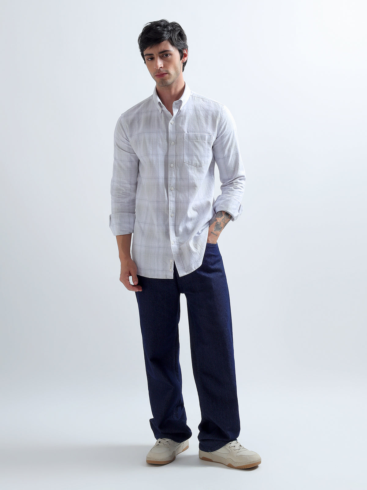 Lilac Windowpane Shirt — full length