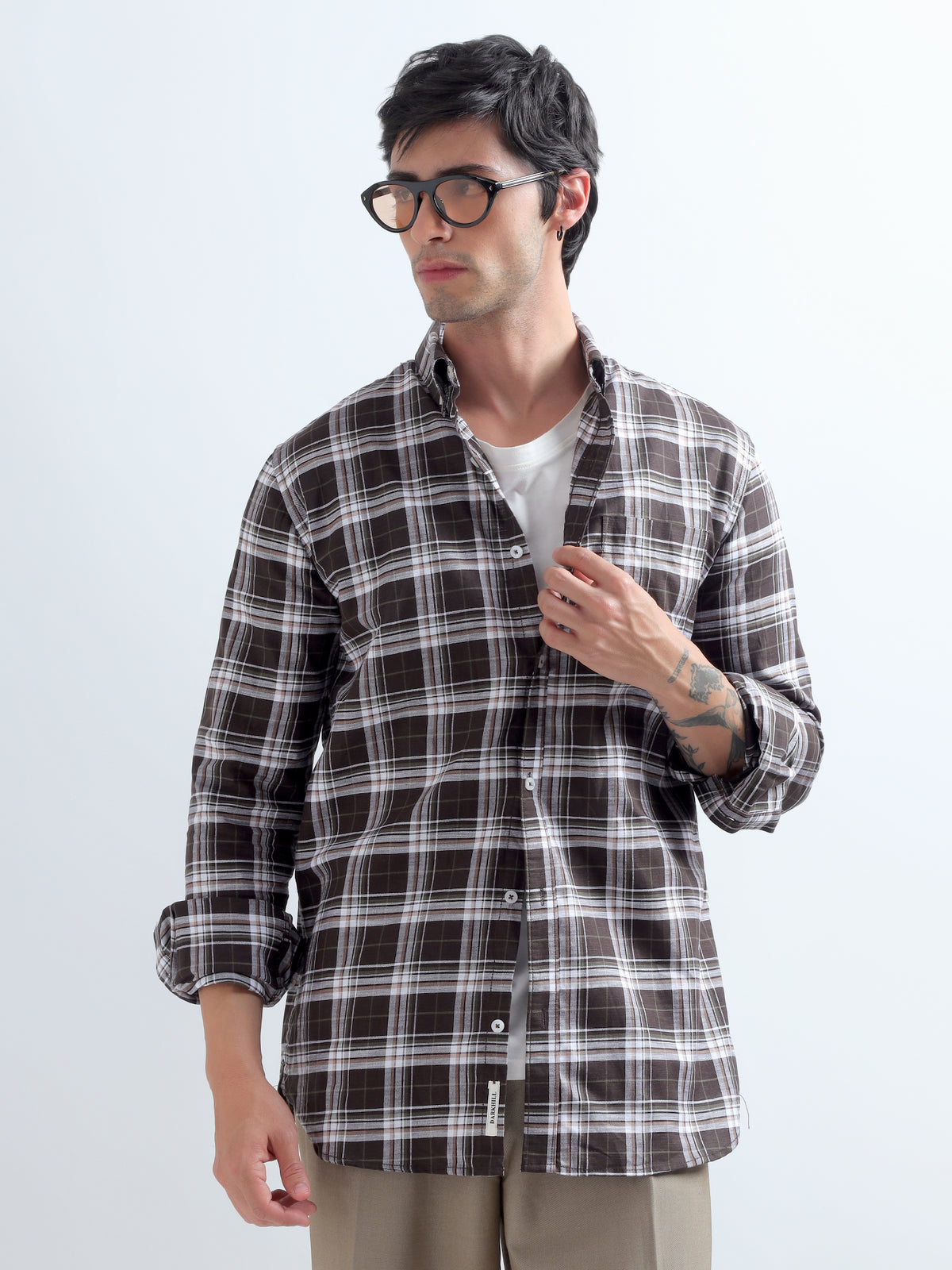 Walnut Plaid Shirt — styled