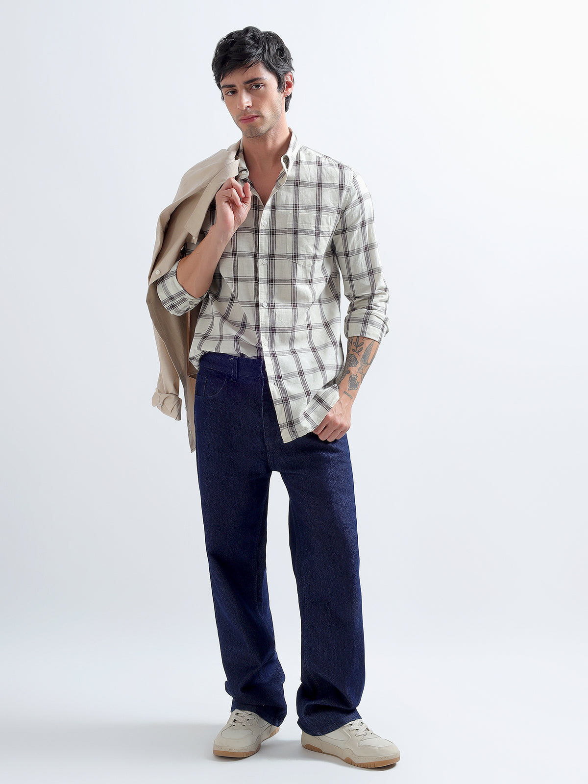 Ecru Plaid Shirt — styled