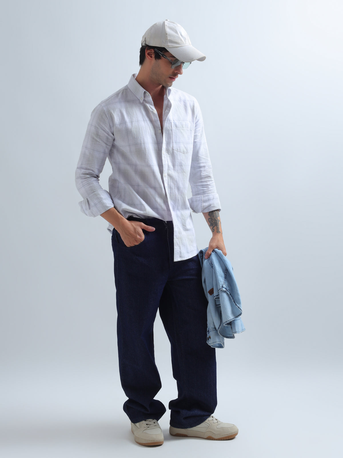Lilac Windowpane Shirt — styled