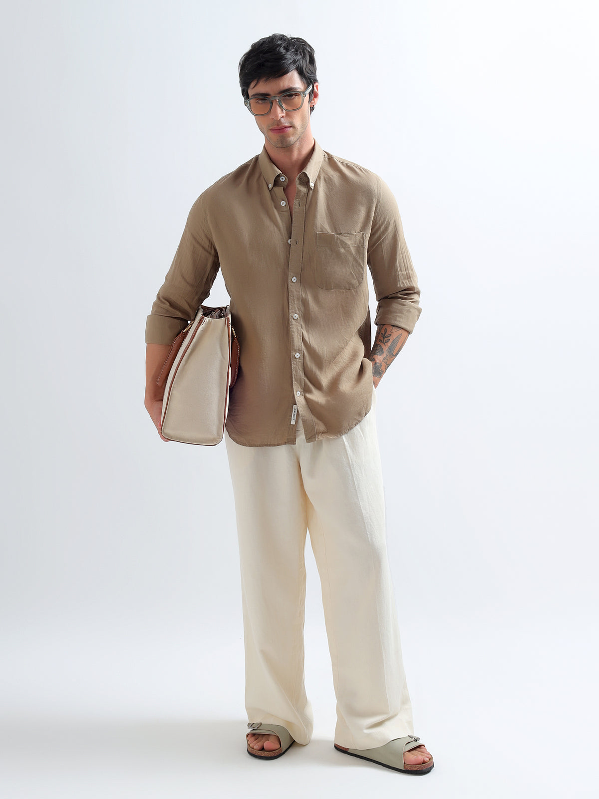 Khaki Button-Down Shirt — khaki styled