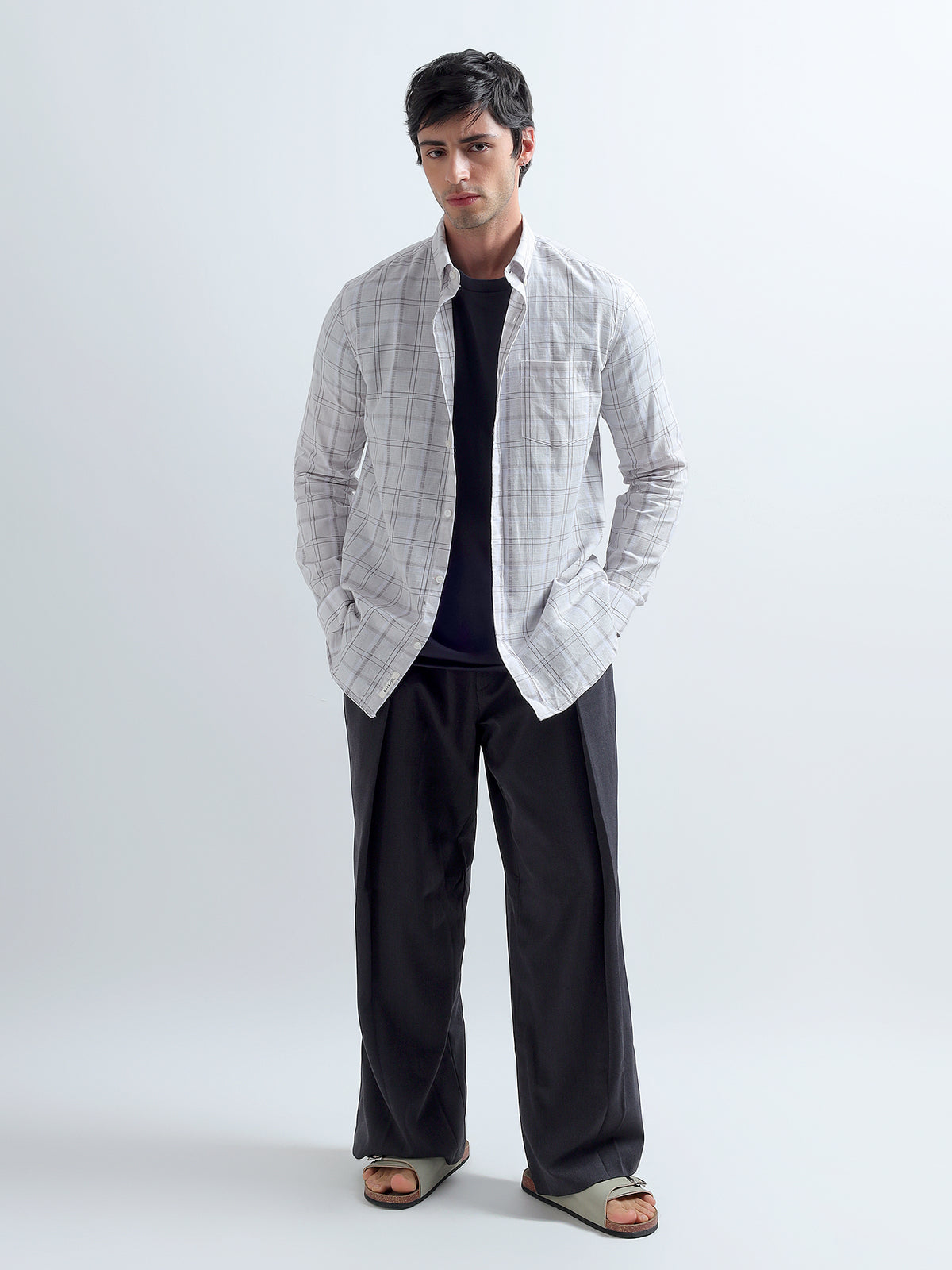 Grey Windowpane Shirt — styled
