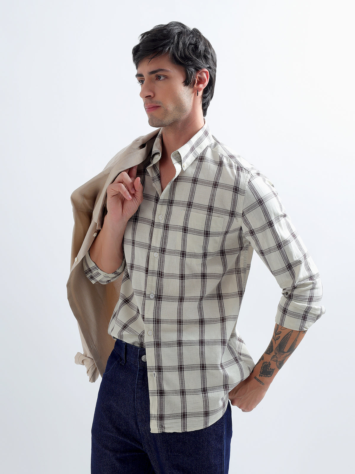 Ecru Plaid Shirt — styled