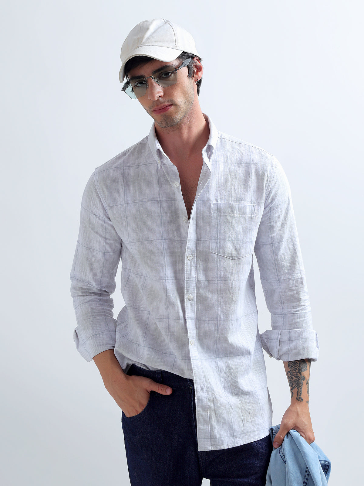 Lilac Windowpane Shirt — styled