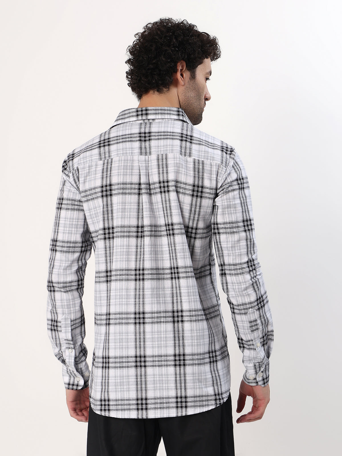 Ink Check Shirt — Black and white check shirt, view 6
