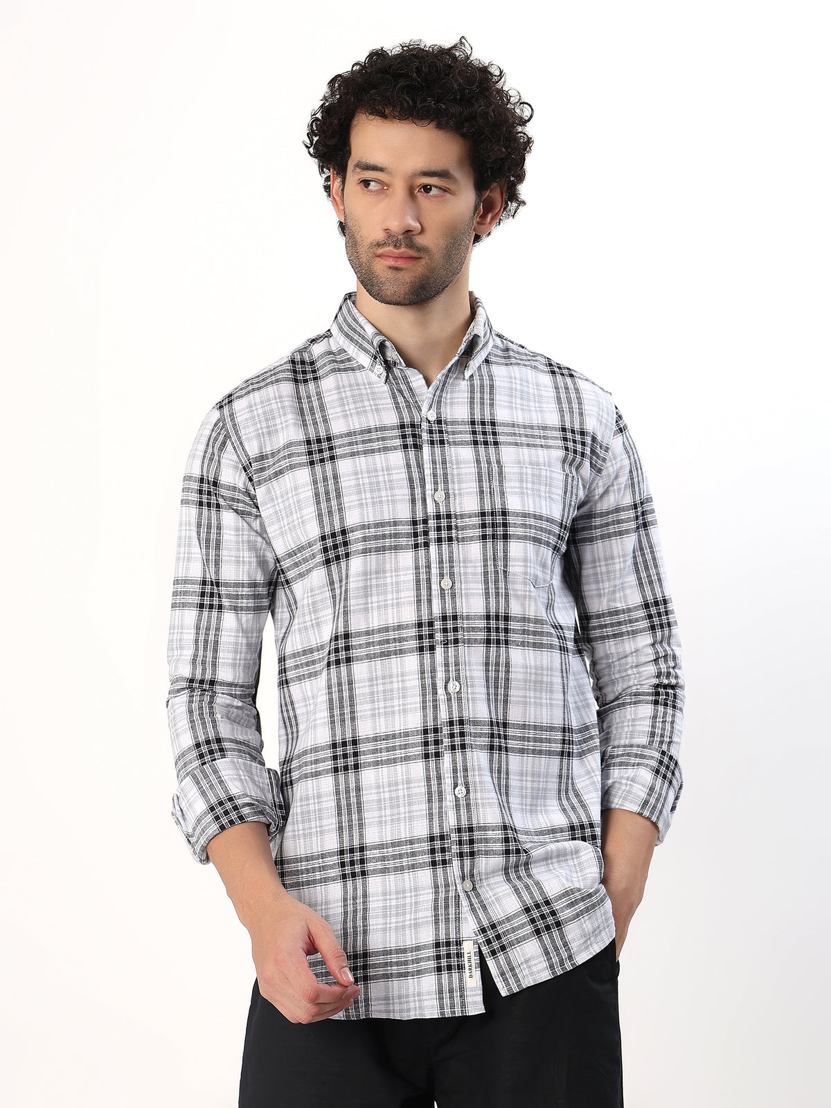 Ink Check Shirt — Black and white check shirt, view 1
