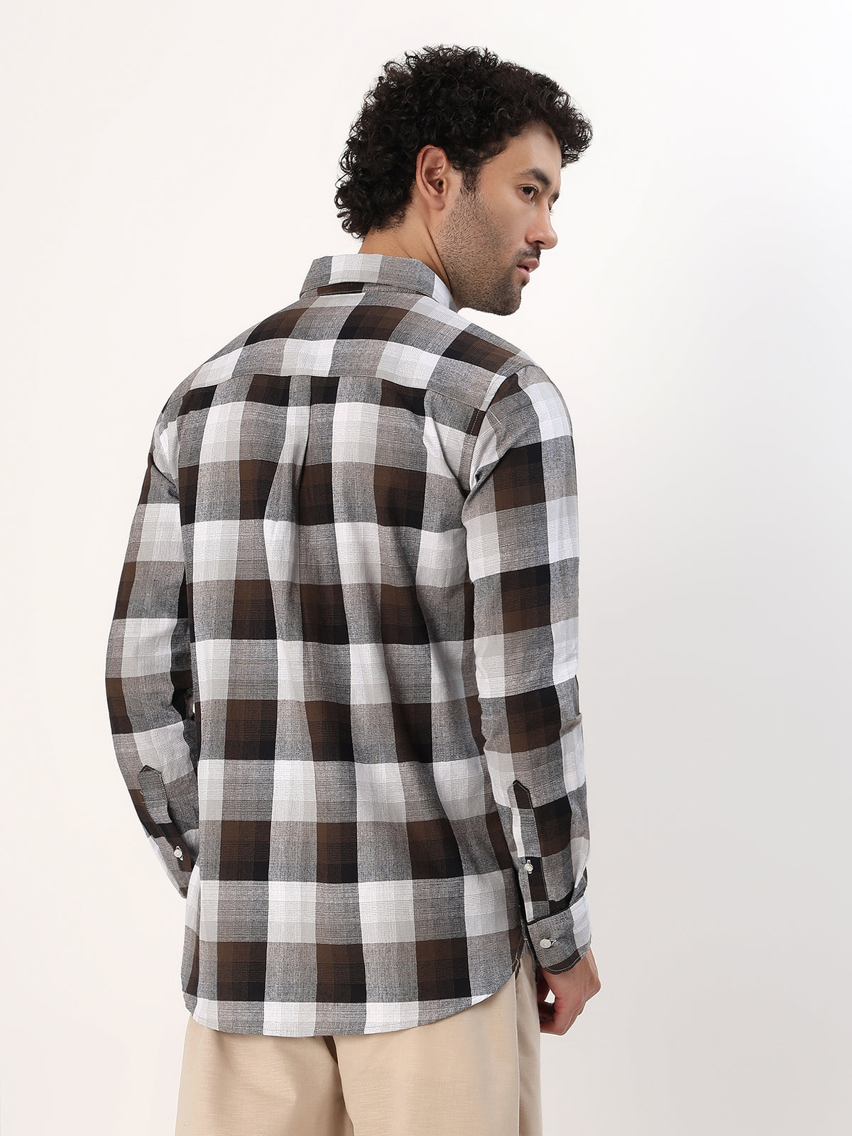 Espresso Buffalo Check Shirt — Espresso and grey check shirt, view 6