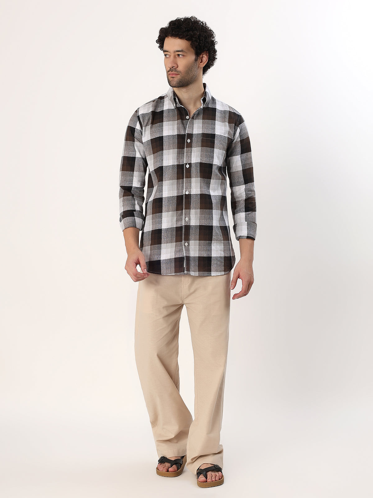 Espresso Buffalo Check Shirt — Espresso and grey check shirt, view 2