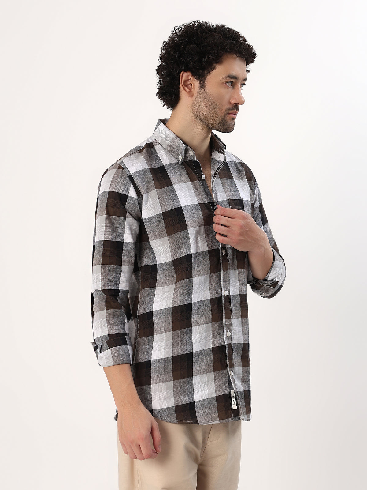 Espresso Buffalo Check Shirt — Espresso and grey check shirt, view 4