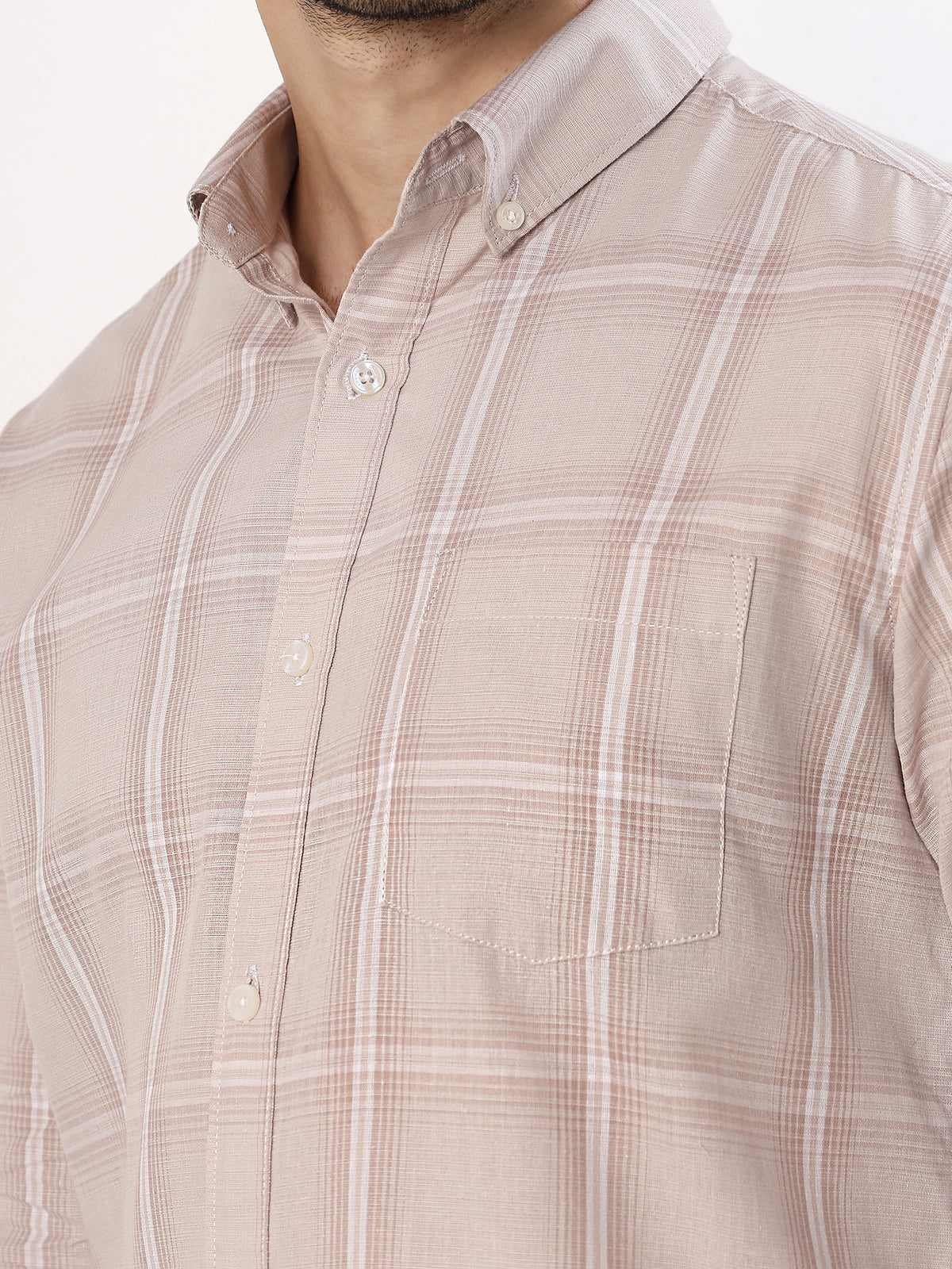 Blush Check Shirt — Blush pink check shirt, view 7